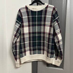 Merona Plaid Sweater - Cream, Green, Burgundy